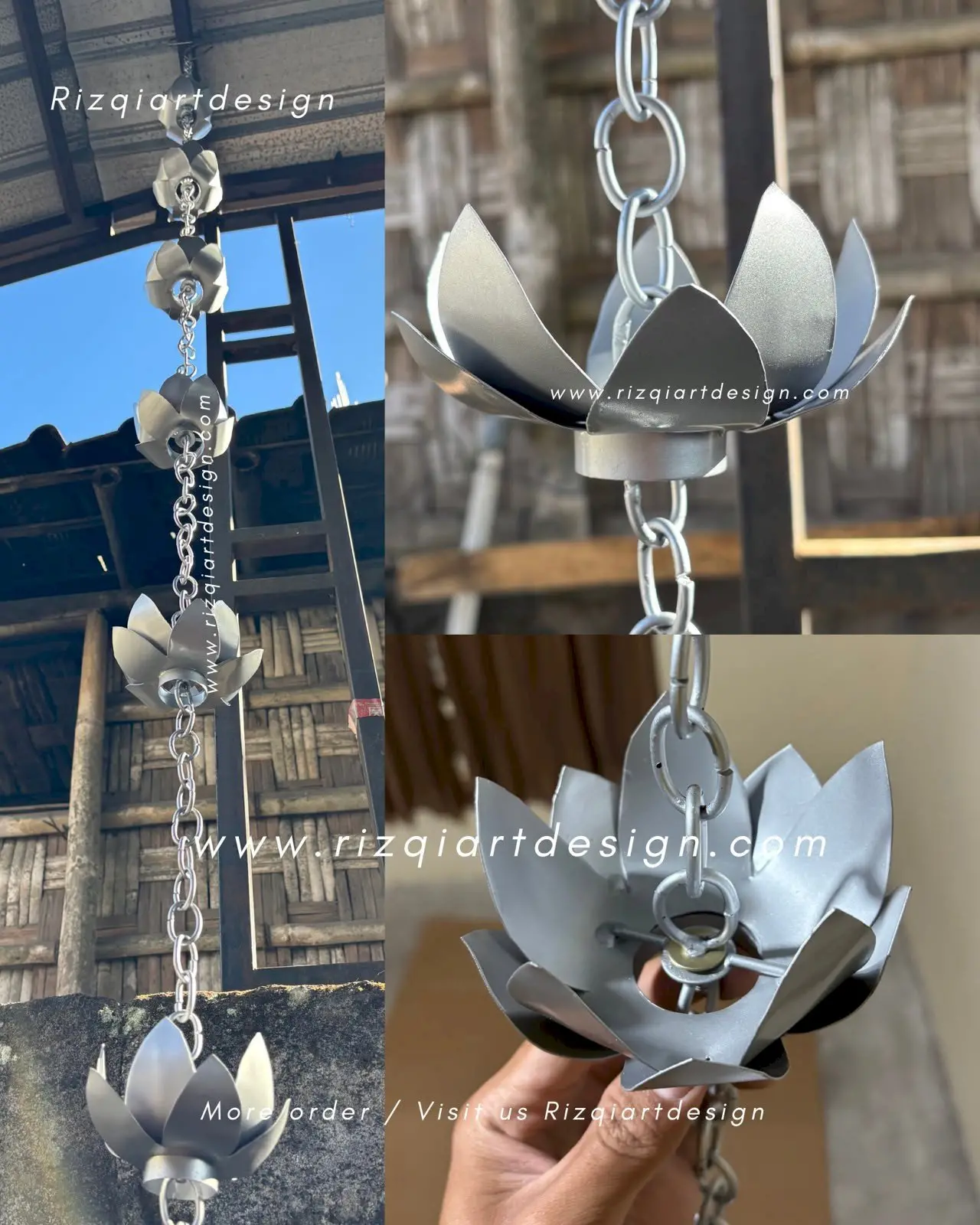 Rantai air rainchain tembaga model bunga terbaru premium