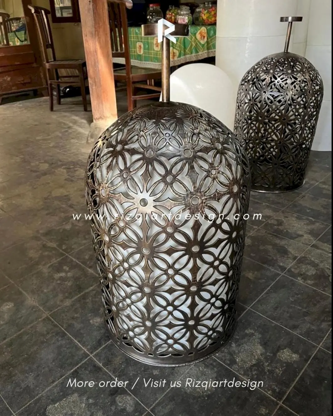 Lampu gantung keranjang ukiran custom kuningan By Rizqiartdesign 