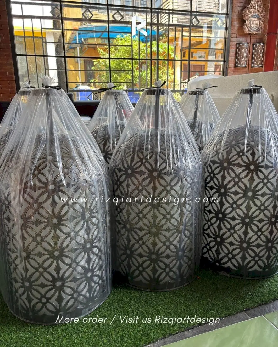 Lampu gantung keranjang ukiran custom kuningan By Rizqiartdesign 