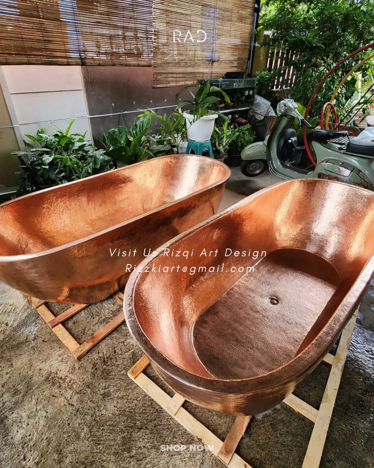 Bak mandi double tembaga texture babar
