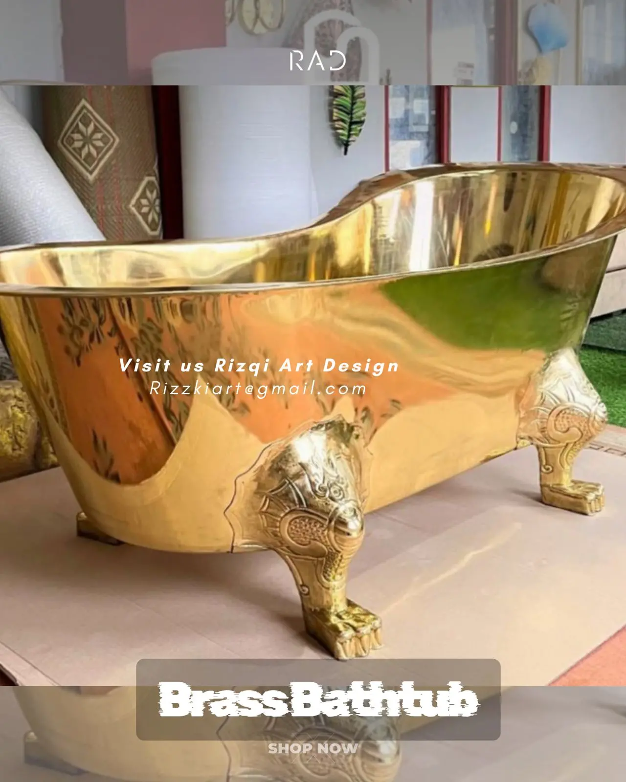 Bak Mandi Kuningan Kaki Harimau Custom 