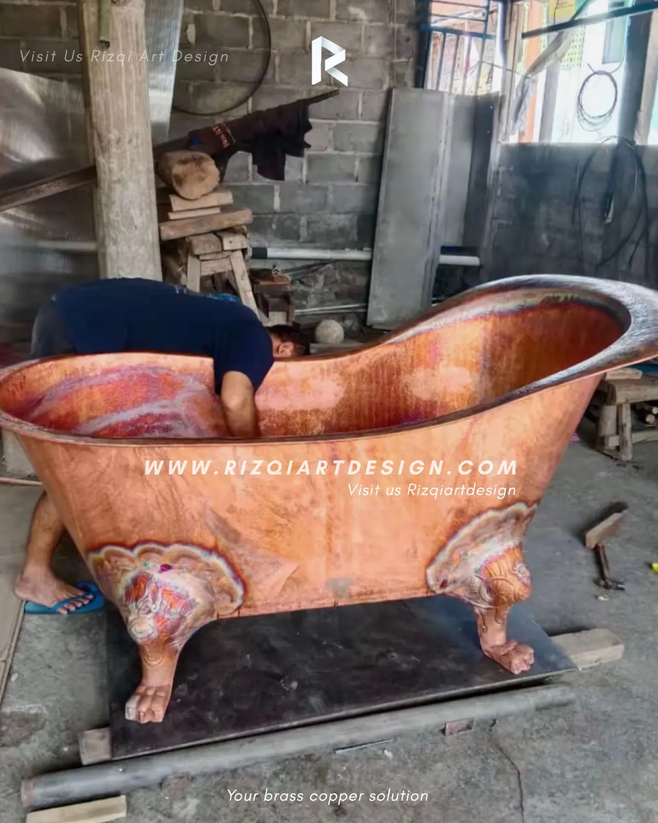 Copper bathtub making process by Rizqiartdesign 