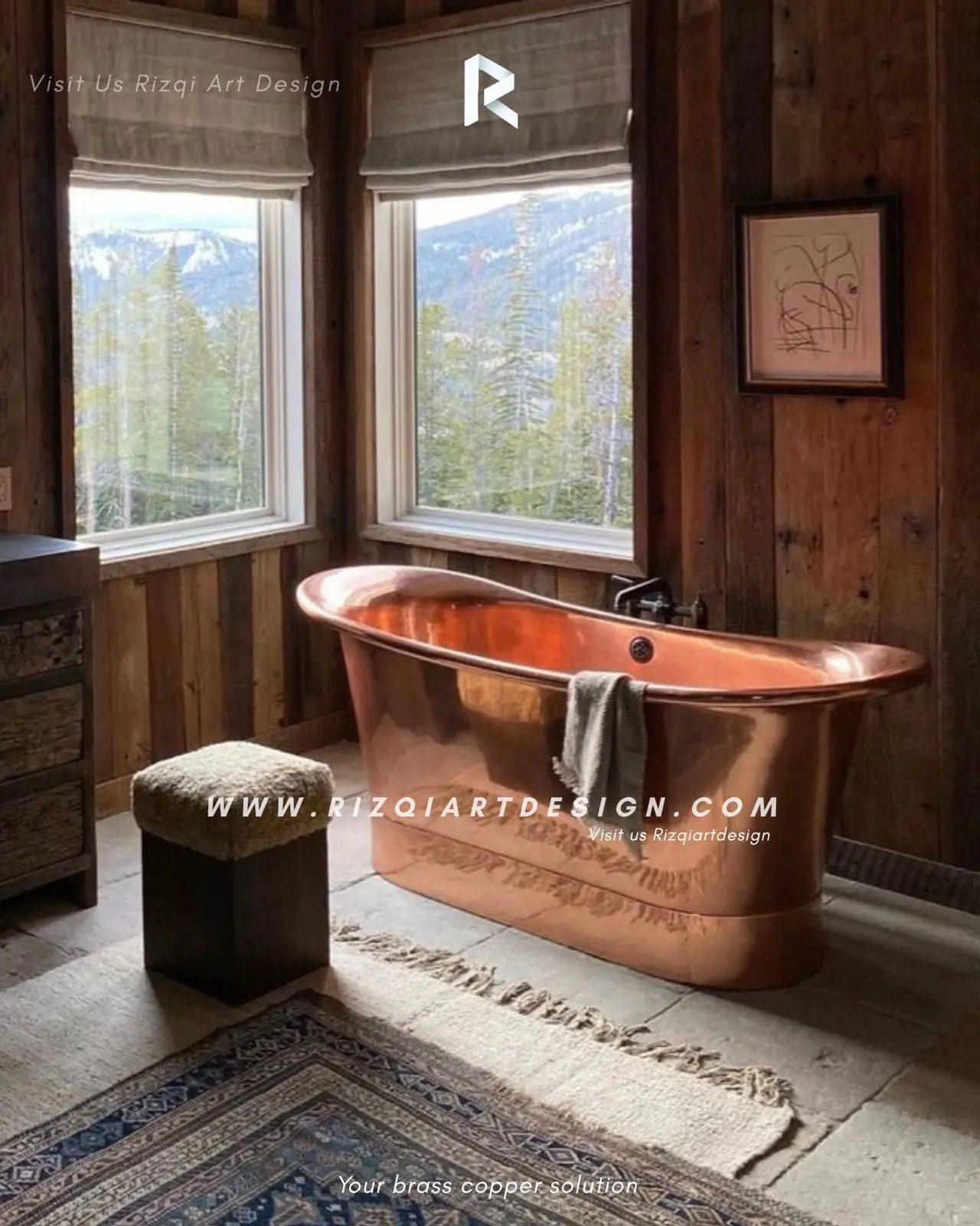 Copper Bathtub mengkilap mewah hotel Villa Bali 