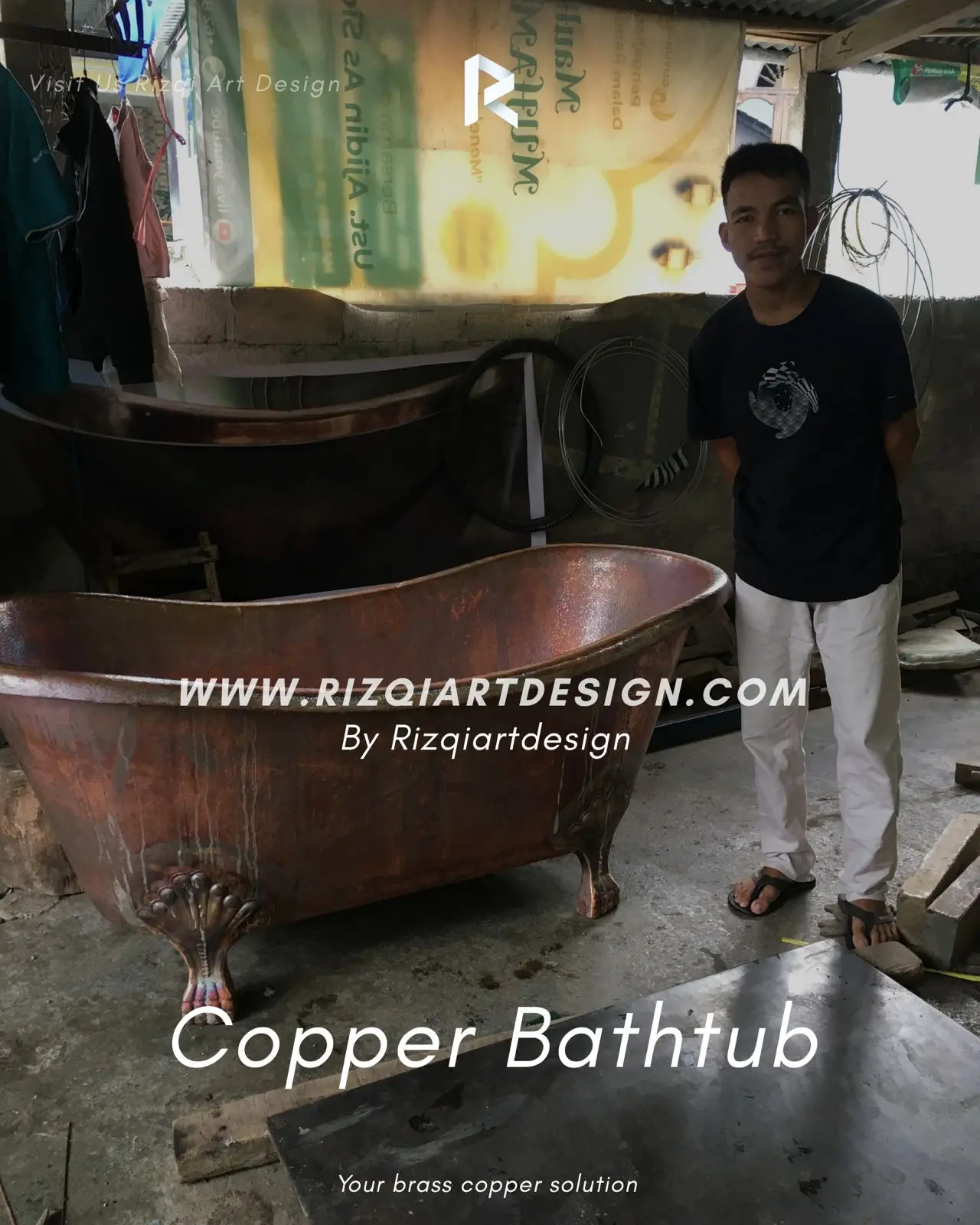 Latest model copper bathtub with legs by Rizqiartdesign 