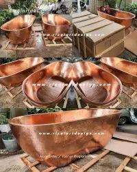 Bak mandi tembaga model double dengan teksture hammered by Rizqiartdesign.