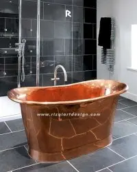 Bak mandi tembaga polos mengkilap mewah