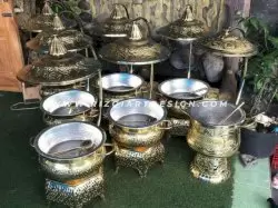 TEMPAT SAJI MAKANAN ( CHAFFINGDISH)  TEMBAGA KUNINGAN