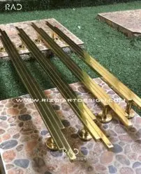 Jual handle pintu minimalis holo kuningan goldplate mengkilap