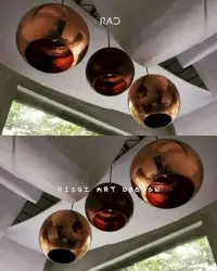 Lampu gantung bola tembaga minimalis By Rizqiartdesign 