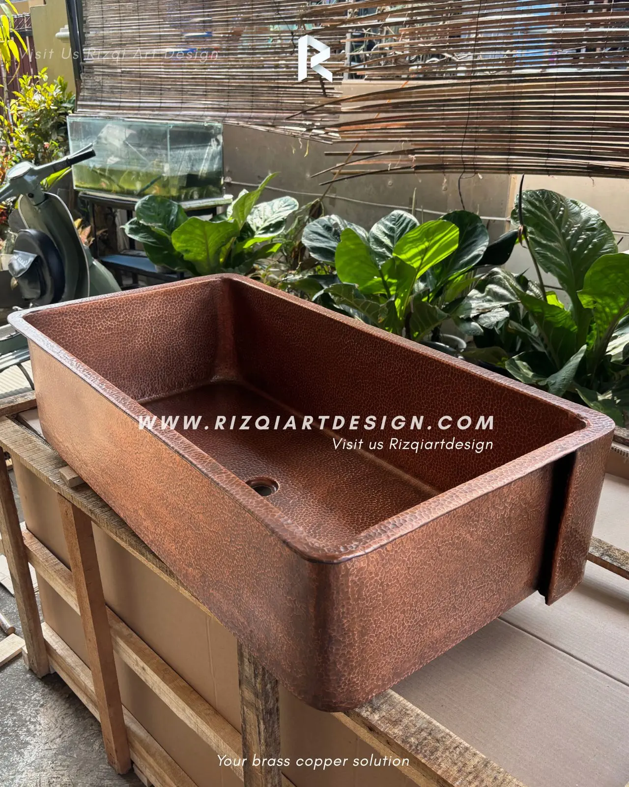 Wastafel sink tembaga texture villa dan hotel